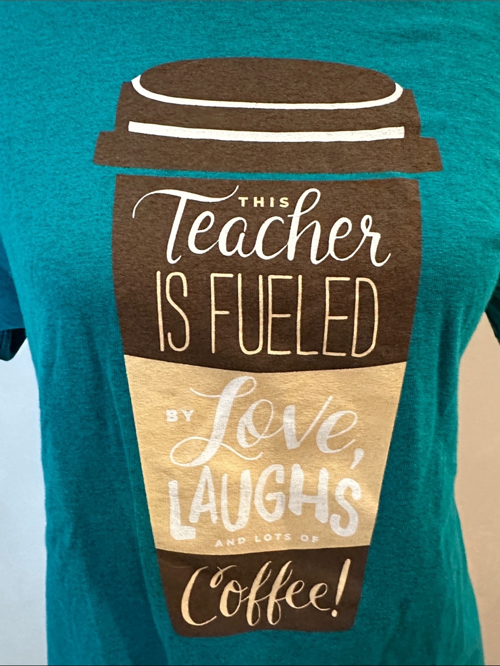Teacher Coffee Graphic Tee - Teal